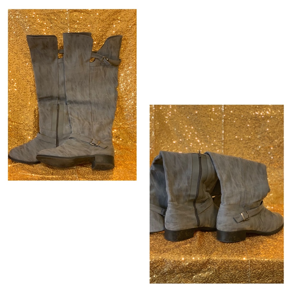 Over the knee buckle boots